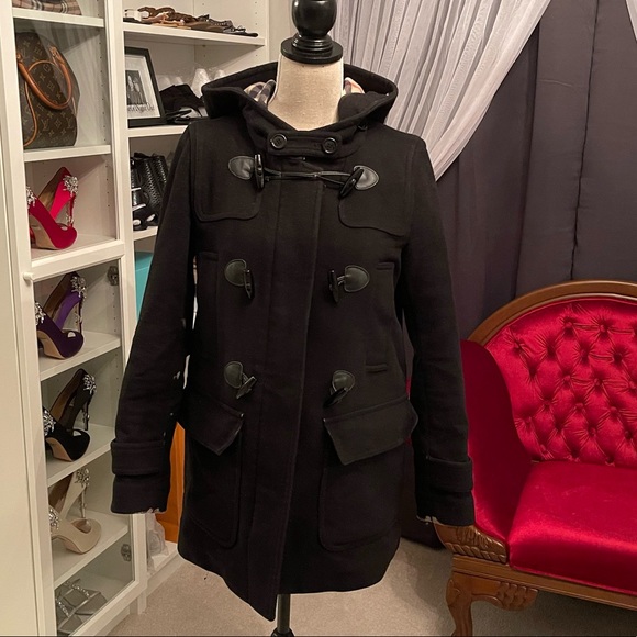 Burberry Jackets & Blazers - Burberry Toggle Pea Coat w/Nova Check Hood *Damaged*